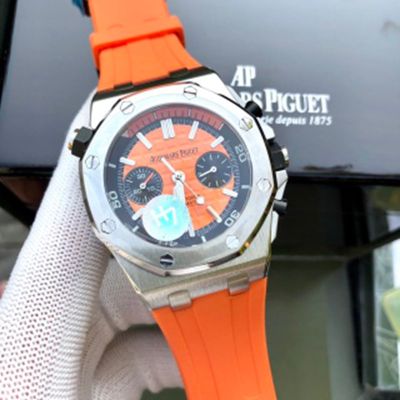 Audemars Piguet Rubber Band Royal Oak Offshore Diver  Mechanical Orange Strap 42mm Watch